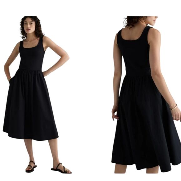 Quince Dresses & Skirts - NWOT Quince Cotton Mixed Media Tank Dress Black Midi XS